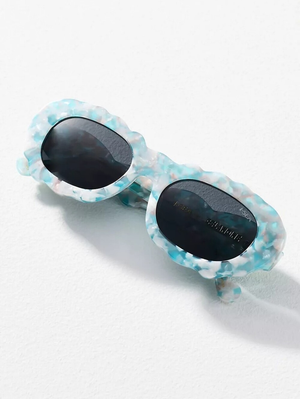 Anthropologie I-SEA x Celandine Cloud 9 Check Oval Sunglasses in Blue